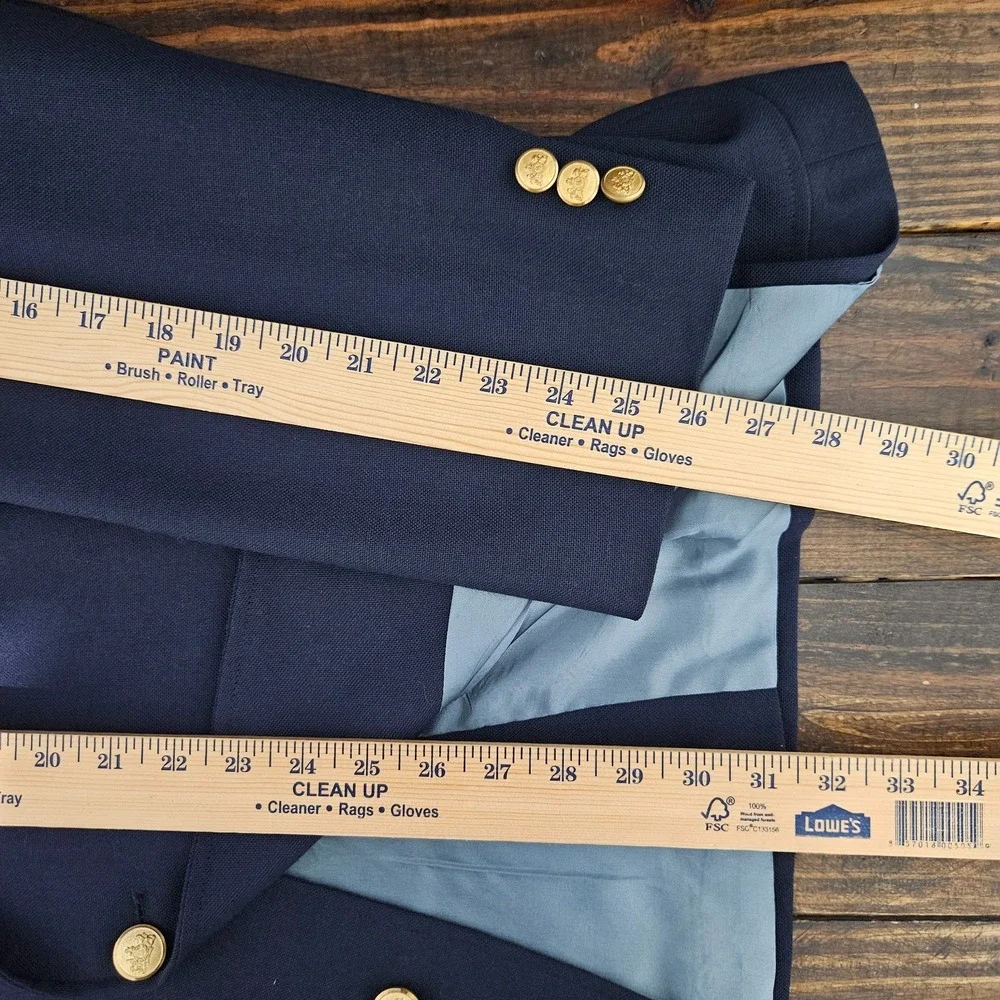 VTG Stafford Men's‎ Sport Coat Blazer Two Button Navy Polyester Wool 50R Slim